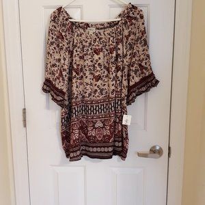 Style & Co Off  or on shoulder Peasant Blouse